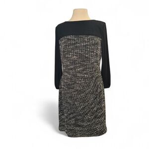 NWT Lauren Ralph Lauren Dress 14 Black Tweed Knit Long Sleeve Sheath MSRP $155